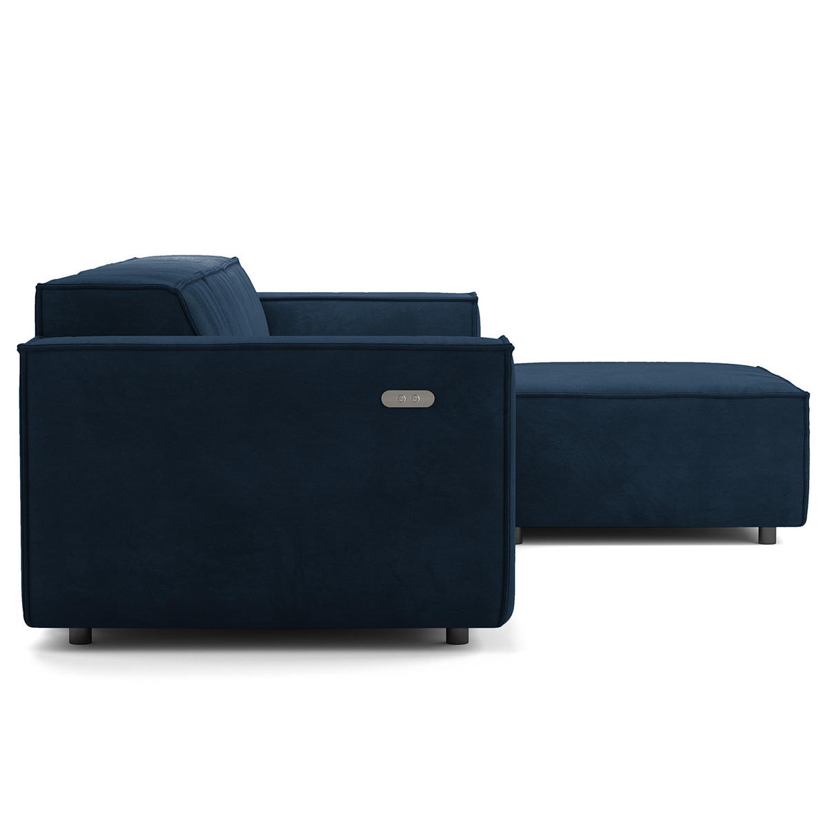 ECKSOFA mit Longchair - Schwarz/Dunkelblau, Kunststoff/Textil (260/177cm) - home24