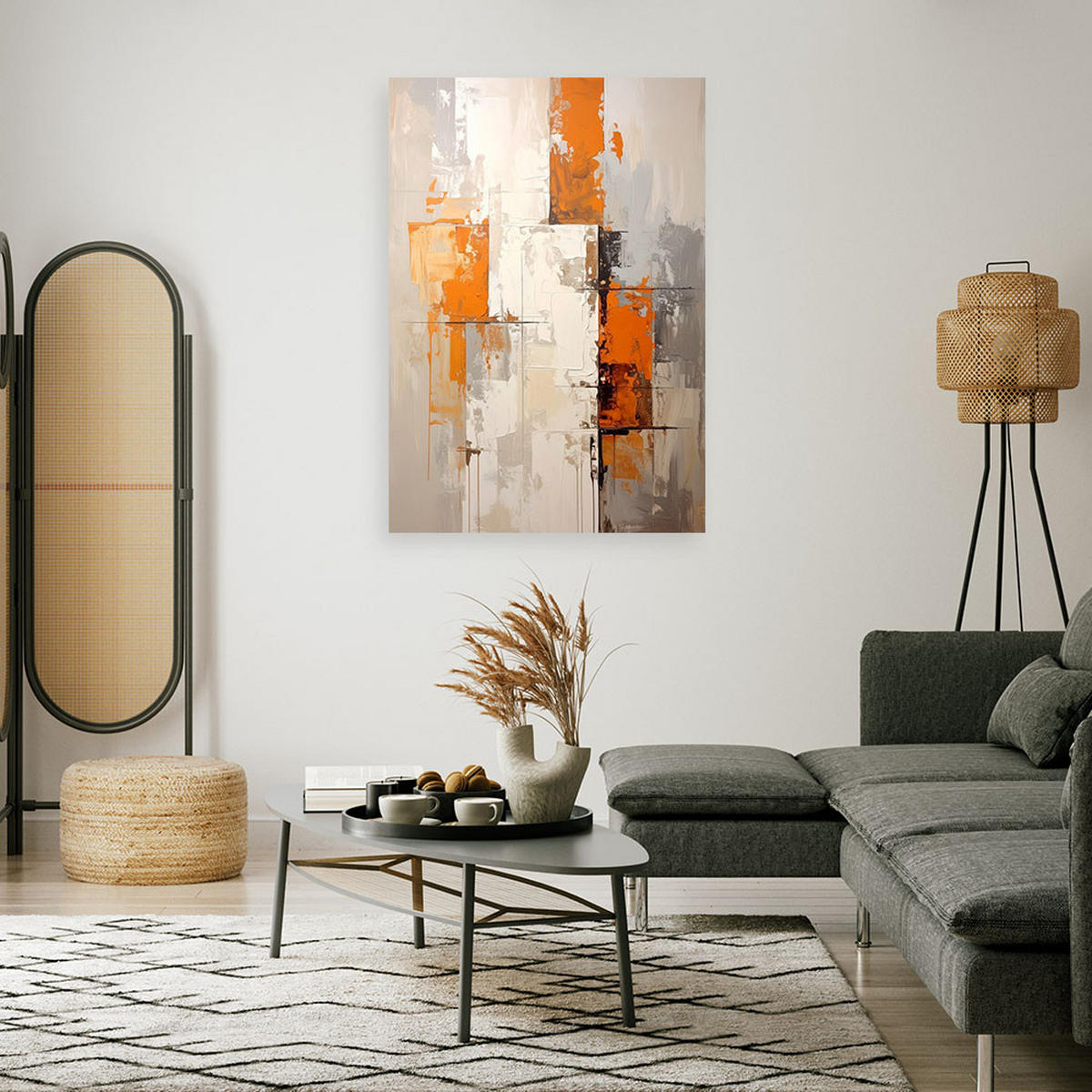 LEINWANDBILDER, Orange Beige Abstrakt - Orange, Textil (40/60cm) - Feeby