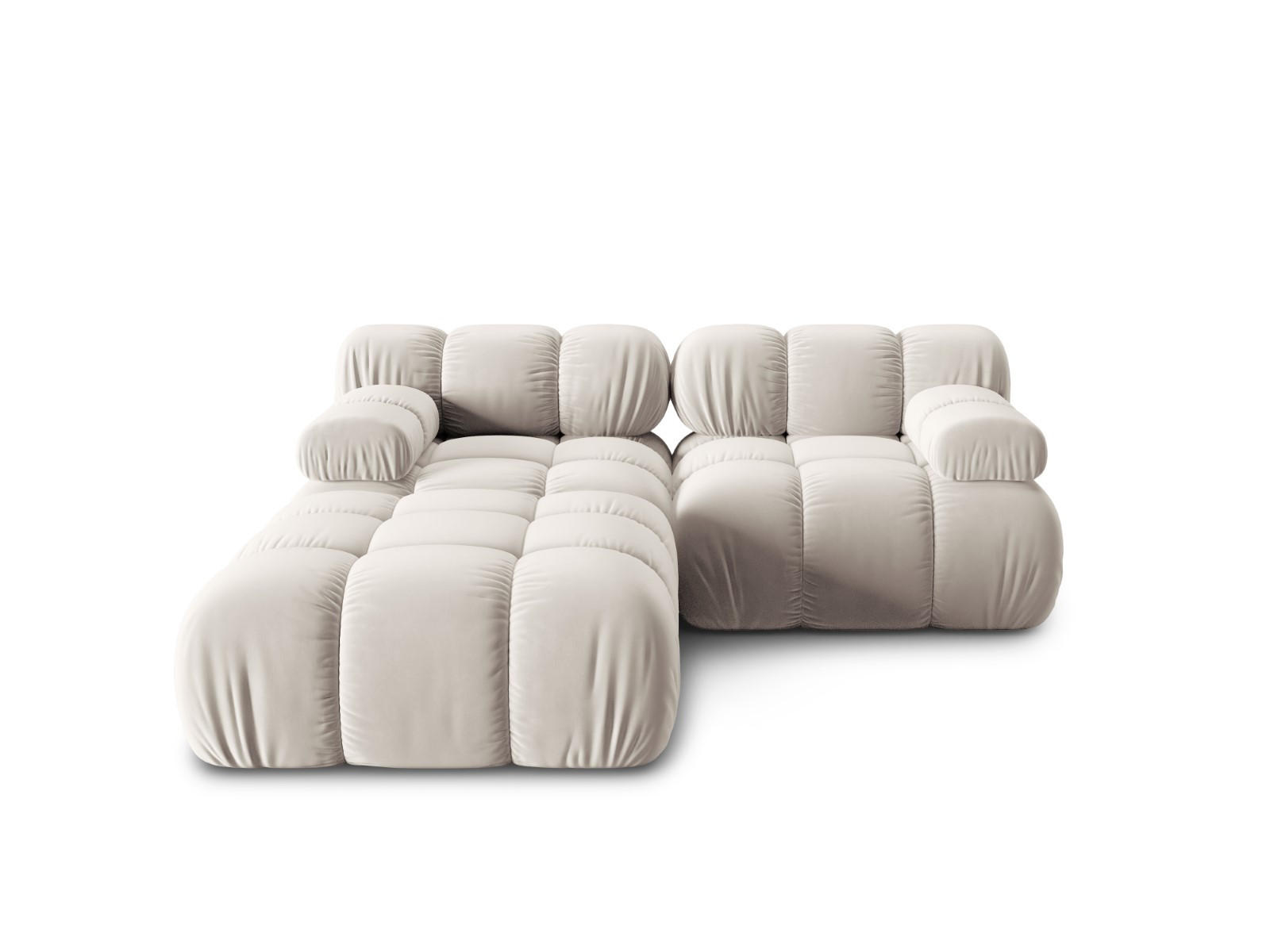 MODULARES-SOFA Bellis aus Samt leichtes beige 3 Sitzplätze - Creme, Textil (188/63/188cm) - Micadoni