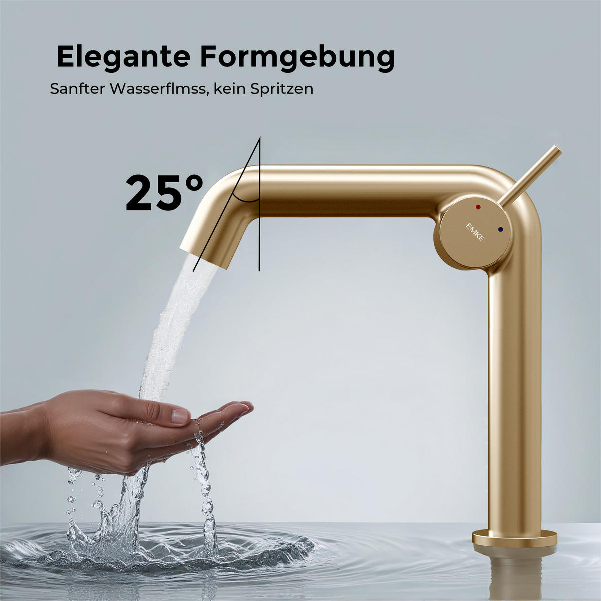 WASCHTISCHARMATUR Ventilkernzertifizierung Champagnergold 15cm - Goldfarben, Metall (20/7.6/22.2cm) - EMKE