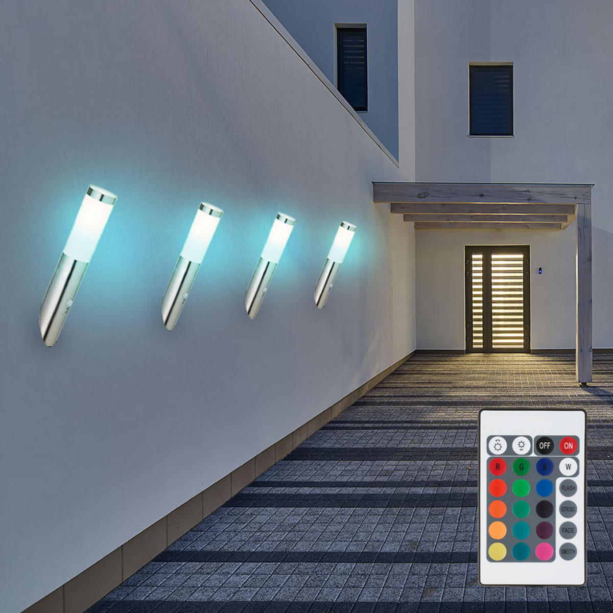 LED AUSSEN-WANDLEUCHTE Edelstahl Silber - Silberfarben, Metall (7.6/40/7.6cm)