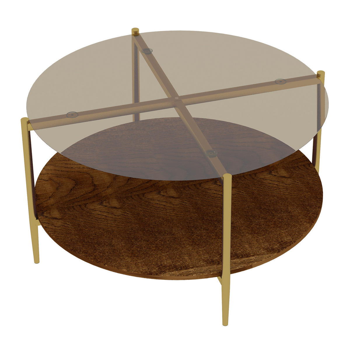 COUCHTISCH Gold/Natur, 82/82/45 cm - Goldfarben, Glas (82/82/45cm) - PANGIVO