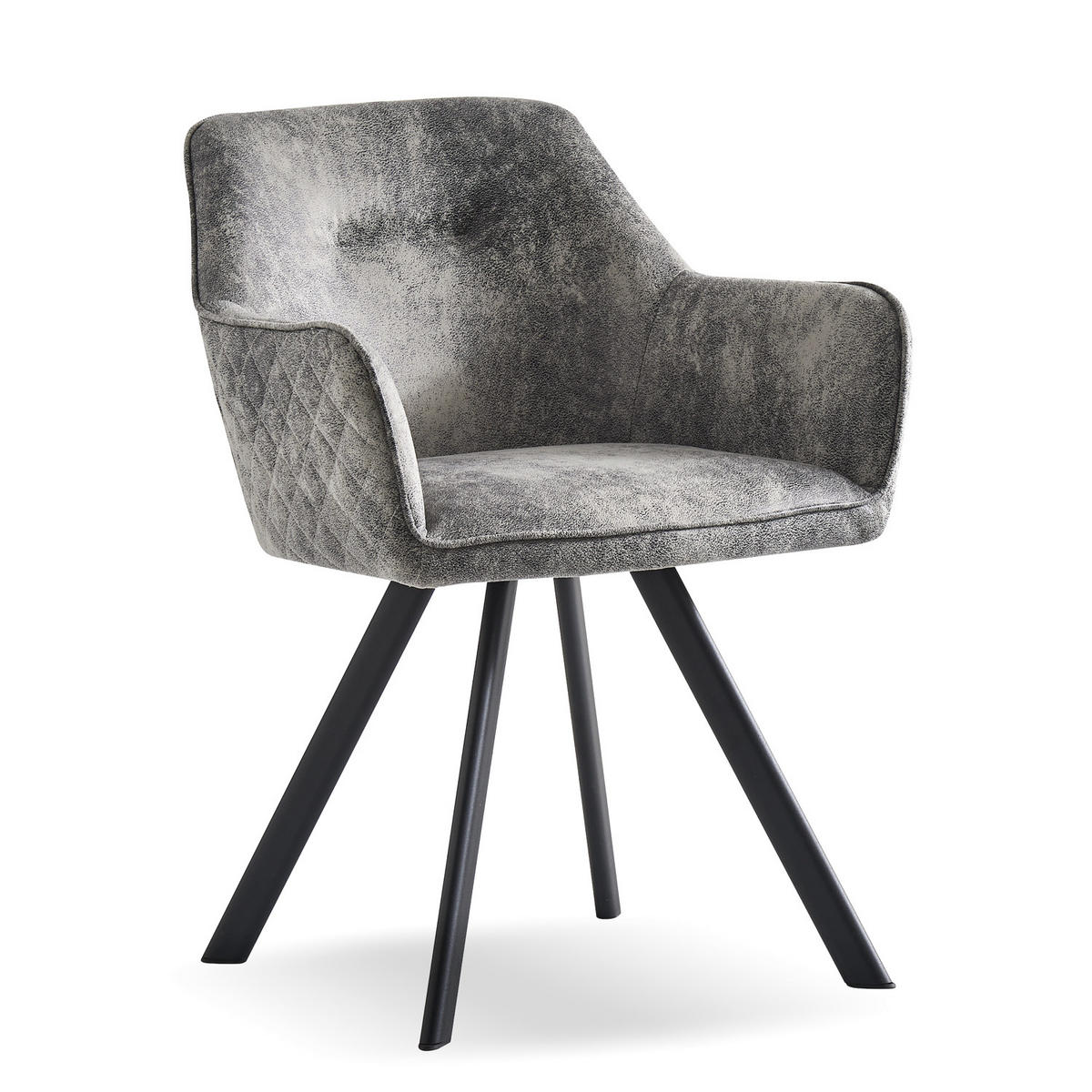 ARMLEHNSTUHL CYRUS Grau 2 Stück - Grau, Textil/Metall (58/79/60cm) - B&D Home