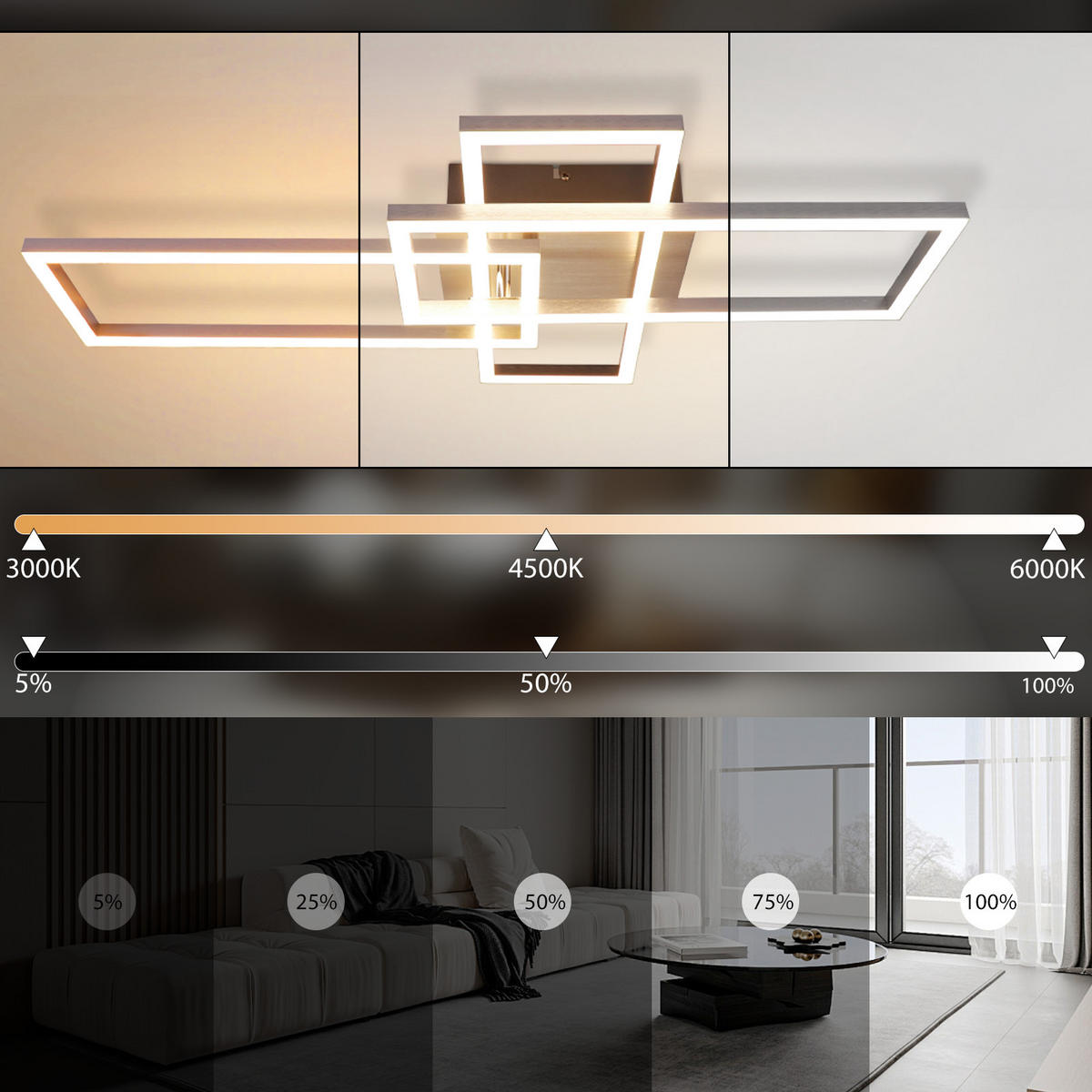 LED-DECKENLEUCHTE Flamhain 35/9.5/64.5 cm - Silberfarben, Metall (64.5/35/9.5cm) - ZMH