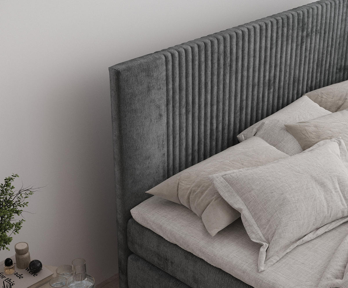 BOXSPRINGBETT Bergamo Anthrazit 180/200 cm - Anthrazit/Schwarz, Holz/Holzwerkstoff (180/200cm) - Maison de Reve