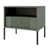 NACHTTISCH VIVALDI mit geriffelter Front - Grün, Holzwerkstoff (54/51/39cm) - Lookway