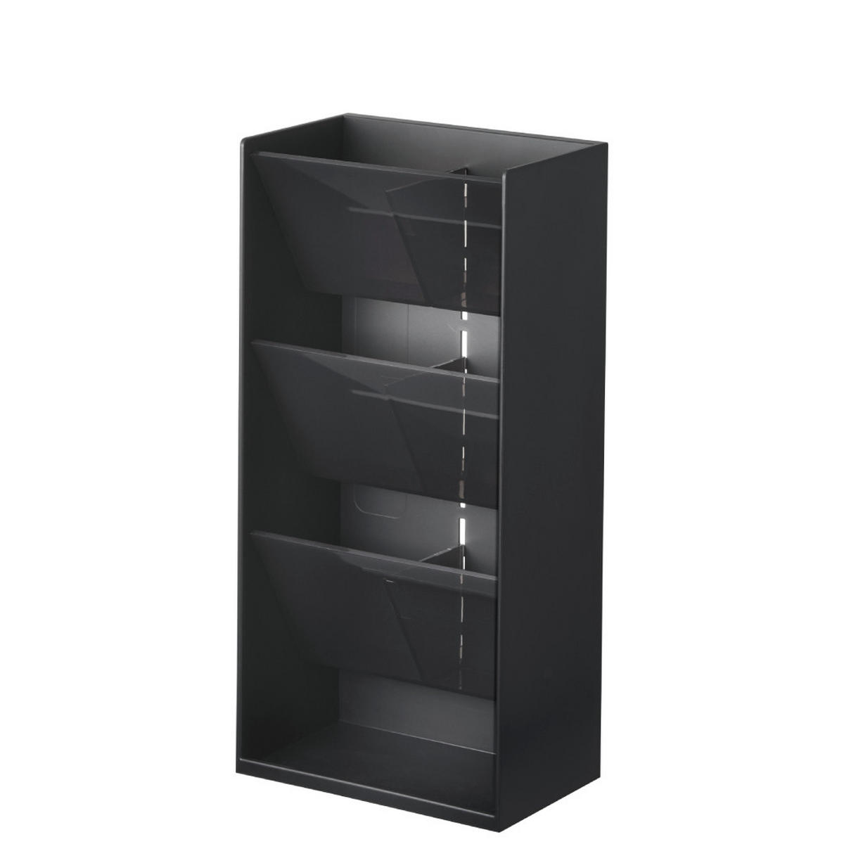 VĚŽ na úložný prostor pro make-up - V 25 cm - černá, plast (7.7/25/8.5cm) - Yamazaki