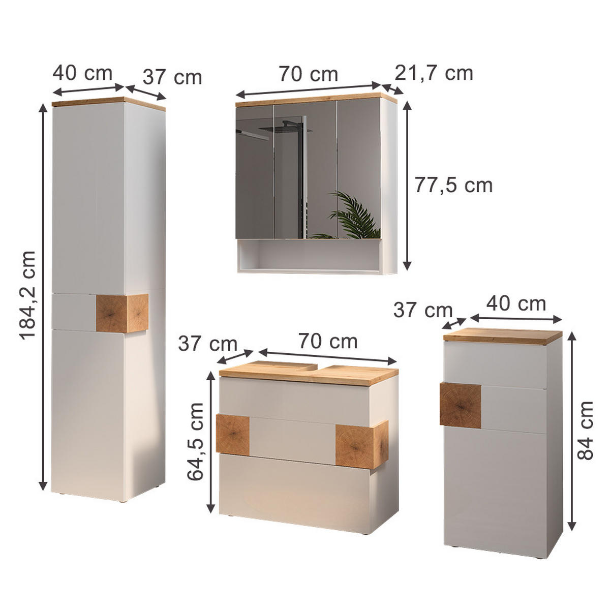 KOUPELNOVÝ NÁBYTEK Eden Bílá - vysoce lesklá bílá, kompozitní dřevo (70/64.5/37cm) - Vicco