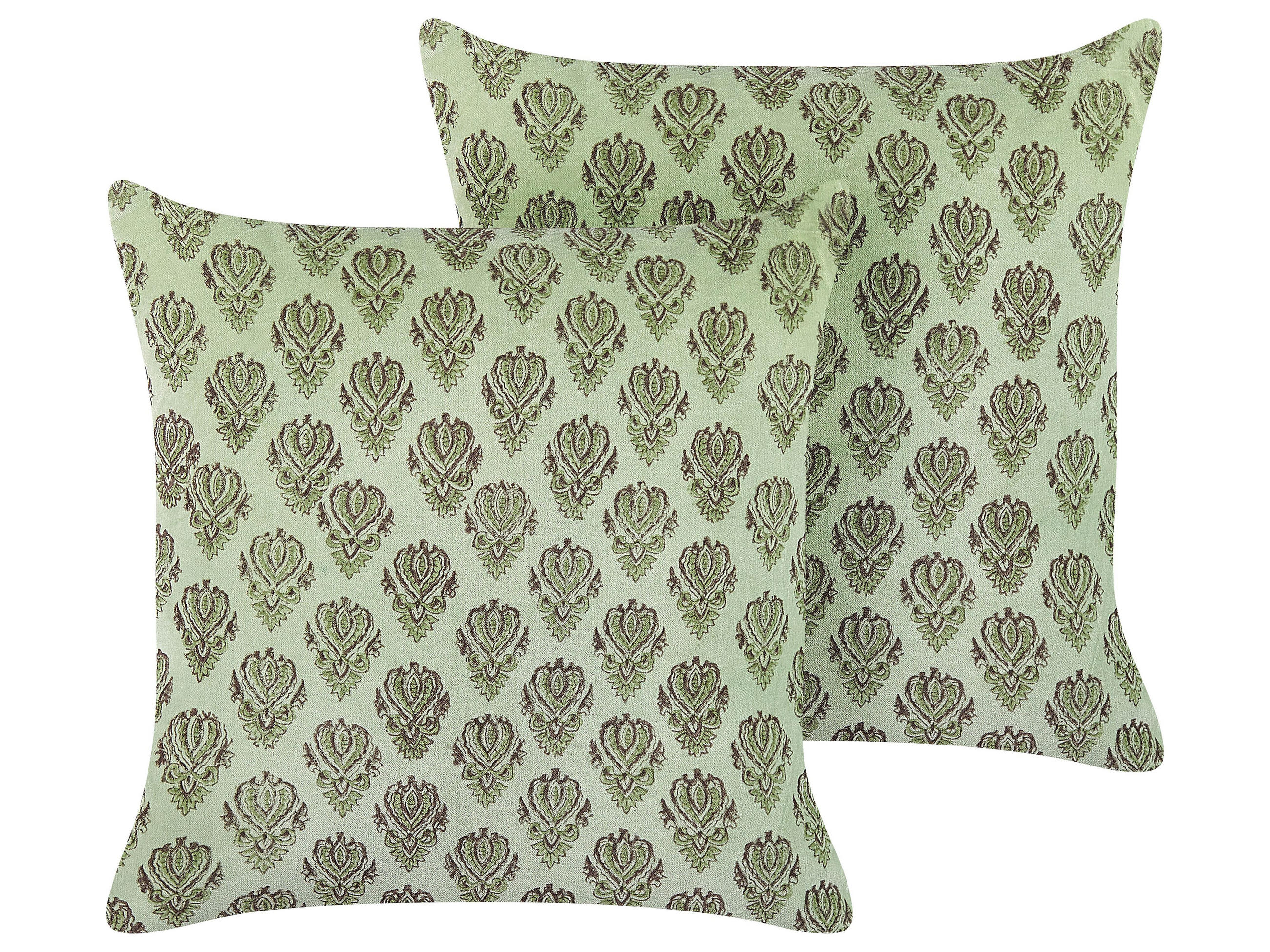 DEKOKISSEN 2er-Set Grün 45/45 cm Rungia - Grün, Textil (45/45cm) - Beliani