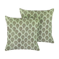 DEKOKISSEN 2er-Set Grün 45/45 cm Rungia - Grün, Textil (45/45cm) - Beliani