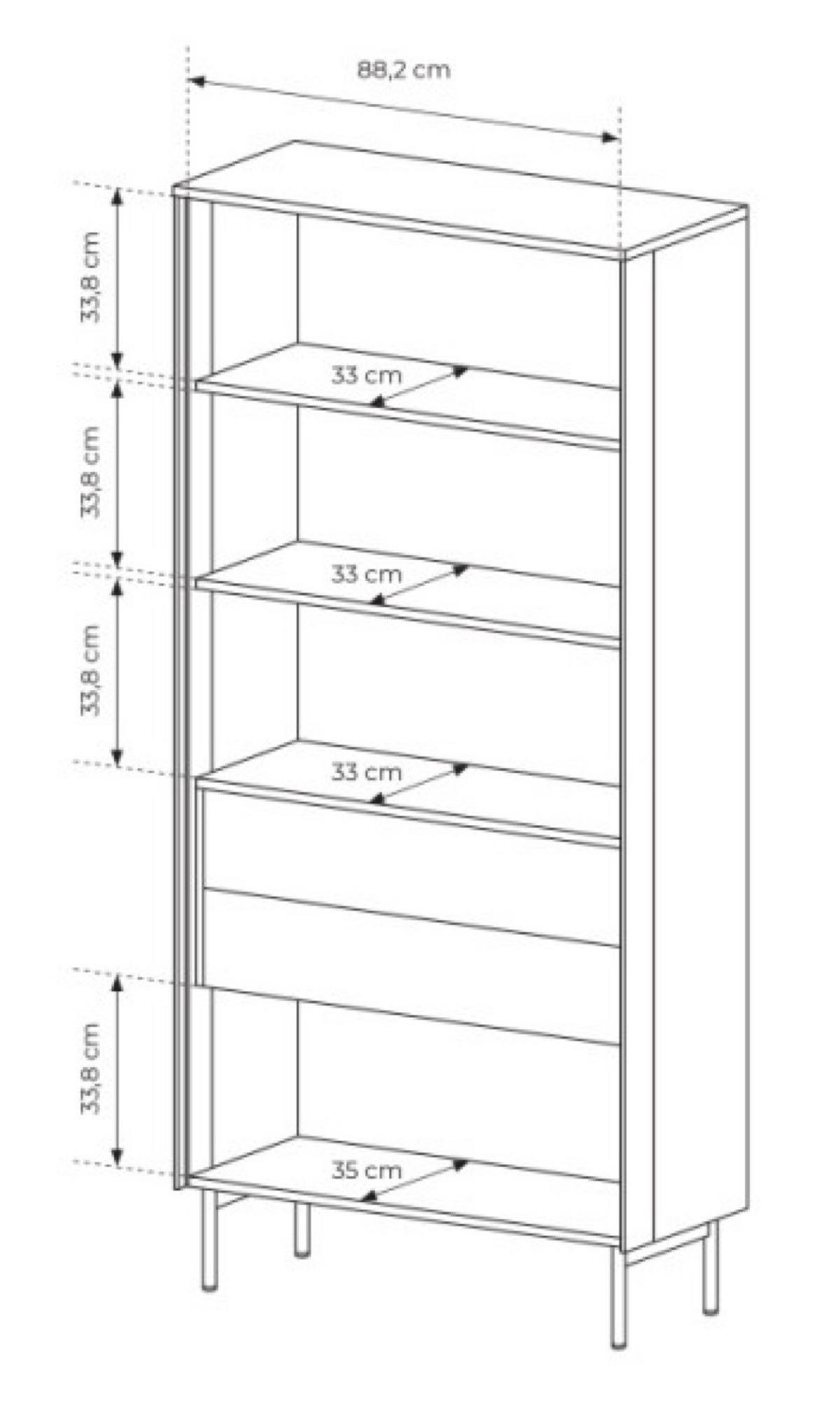 VITRINE Kaschmir LUMIN Hoch 2D2S LED - Beige, Holzwerkstoff (91.5/194.6/39.3cm) - Sepro Meble