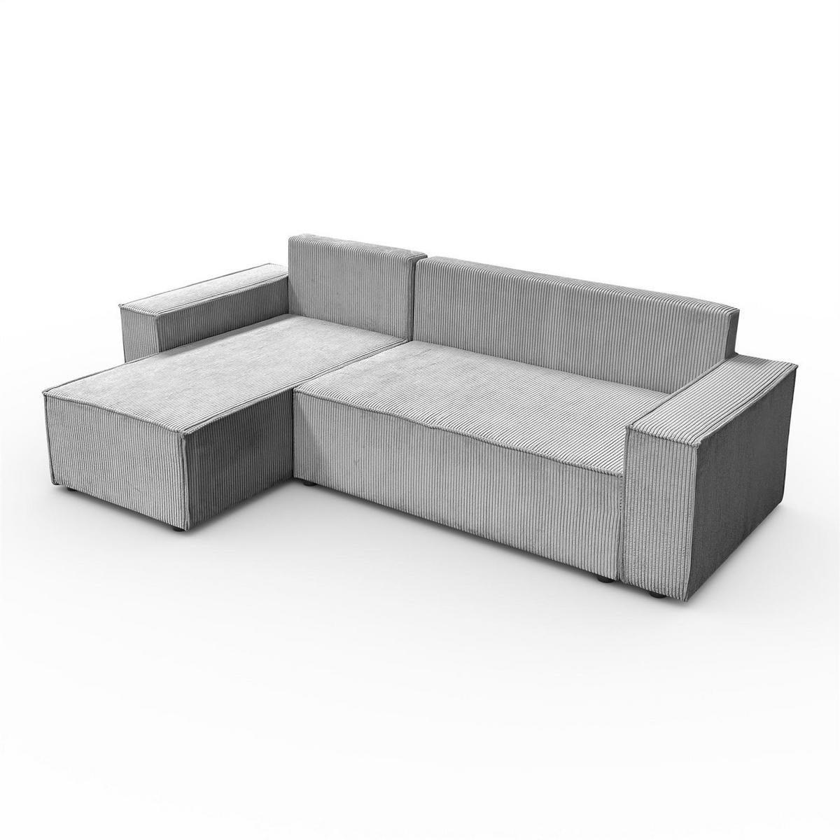 GEPOLSTERTES Ecksofa CARLOS L, Poso 110 - Hellgrau, Textil (247/143cm) - Lookway