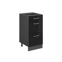 KÜCHENUNTERSCHRANK R-Line Schwarz Hochglanz 40 cm mit Schubladen, ohne AP - Schwarz Hochglanz/Anthrazit, Holzwerkstoff (40/81.6/46cm) - Vicco
