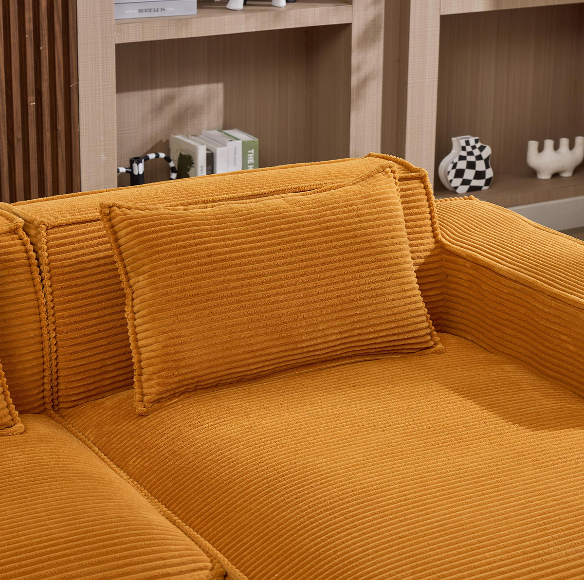 SOFA 235 cm Polyester Mustard Yellow mit 2 Kissen - Gelb, Textil (129/235cm) - Meubliv