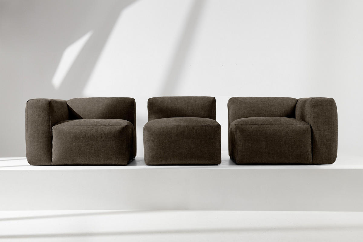 3-SITZER-MODULSOFA BUFFO mit extrem weicher und bequemer Sitzfläche, Gewebestoff, braun - Braun, Textil (290/73/96cm) - KONSIMO®