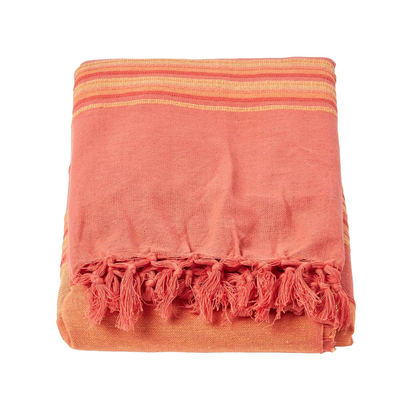 WOHNDECKE Morocco 150/200 cm, 100% Baumwolle gestreift - Orange, Textil (150/200cm) - Homescapes