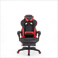 GAMINGSTUHL Ergonomisch Schwarz-Rot, höhenverstellbar & drehbar, Metall-Leder-Bezug, 70 x 46 x 128 cm - Rot, Metall (70/128/46cm) - Albatros