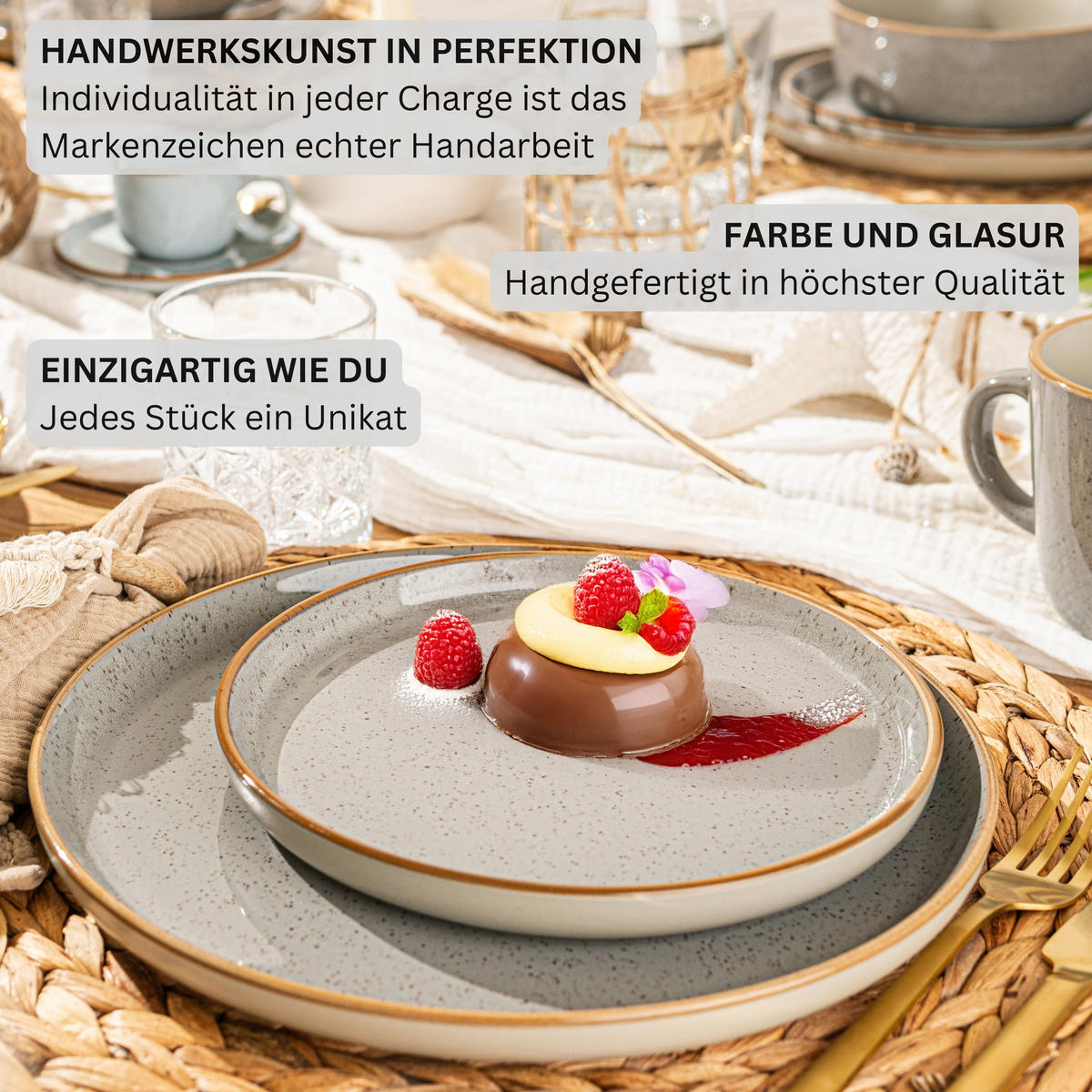 DESSERTTELLER RIO PERLGRAU - 4 teilig aus Steingut - Grau, Keramik (13cm) - Sänger