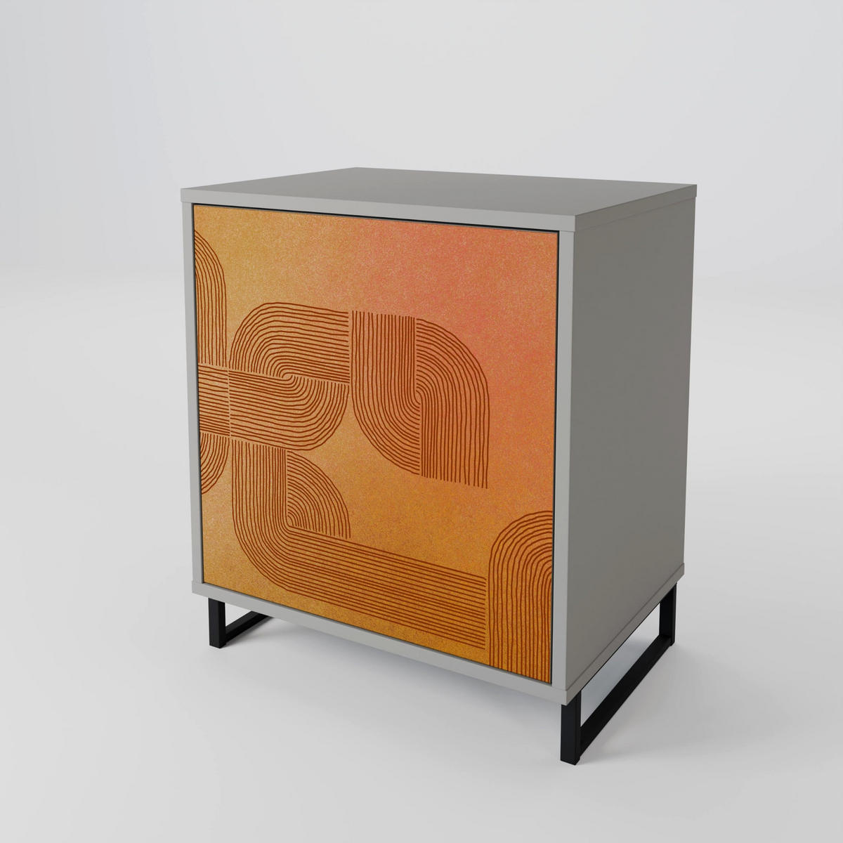 SIDEBOARD STRENGTHENING RELATION, Grau, 57,5x42x70,5 cm, Schwarze Metall-Sternfüße - Multicolor/Schwarz, Holzwerkstoff/Metall (57.5/70.5/42cm) - SpaceRebels