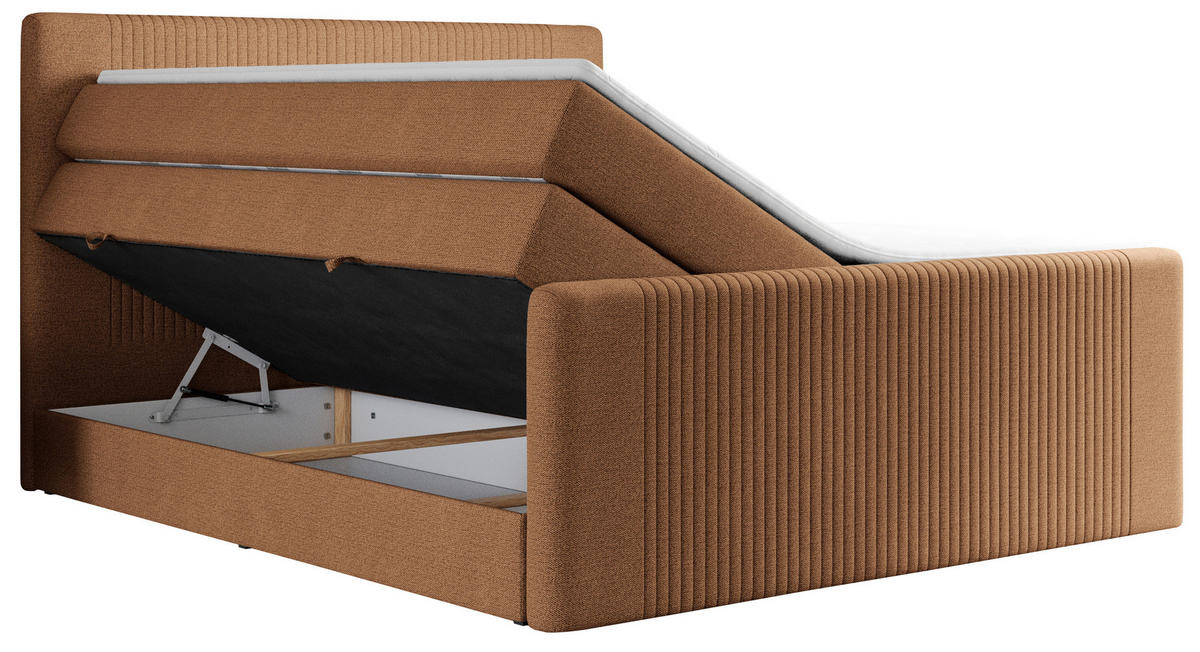 BOXSPRINGBETT KING DOREN 180/200 Orange Struktur - H3 - Orange, Holz/Textil (180/200cm) - MKS