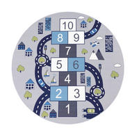 KINDERTEPPICH waschmaschinenwaschbar Zahlen‑Hüpfkästchen‑Muster Kinderzimmer schmutzabweisend Grau Rund 160D - Grau, Textil (160/160cm) - KADIMA DESIGN
