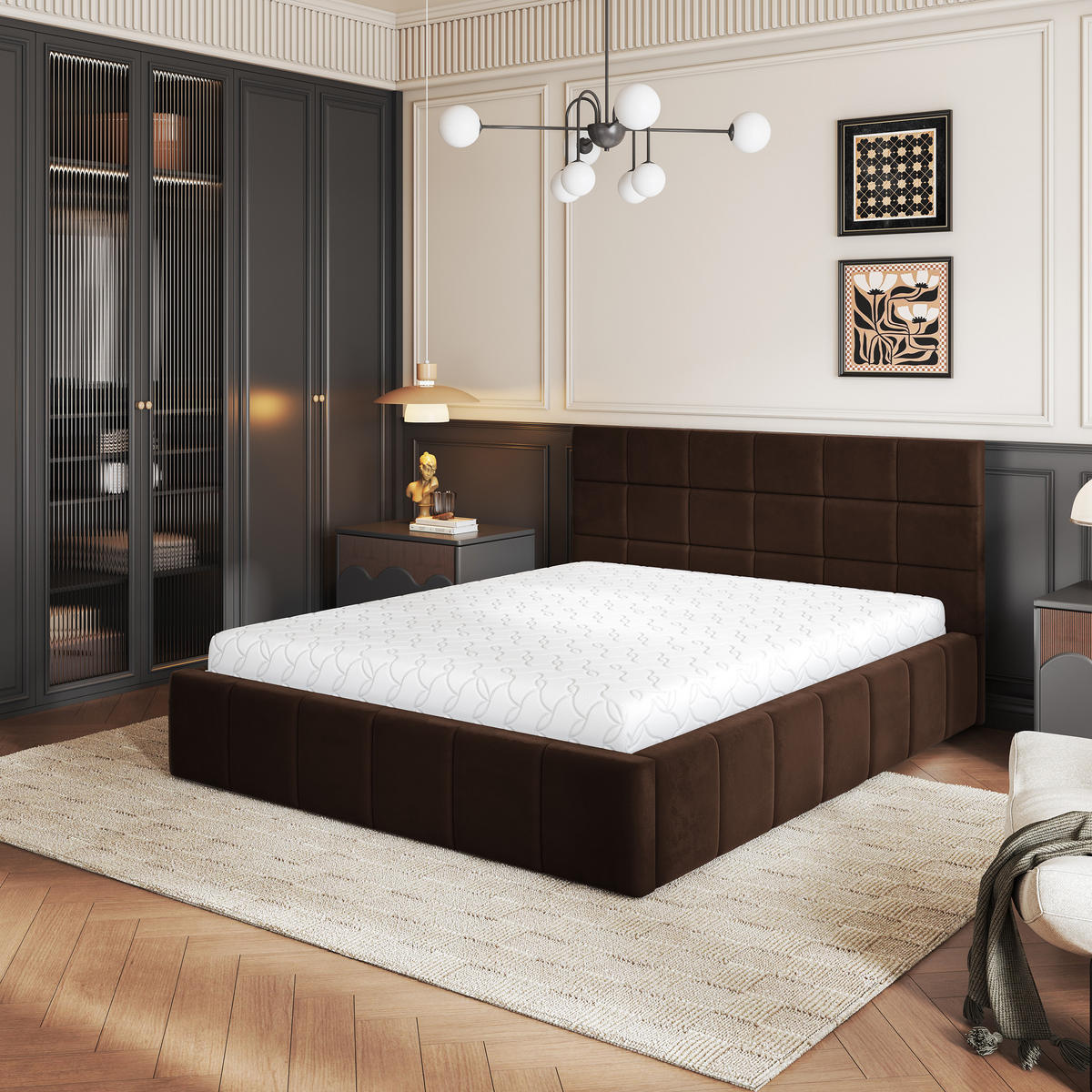 POLSTERBETT VERTO 180x200 cm mit Bettkästen - Braun - Braun, Holz (180/200cm) - MASSENO