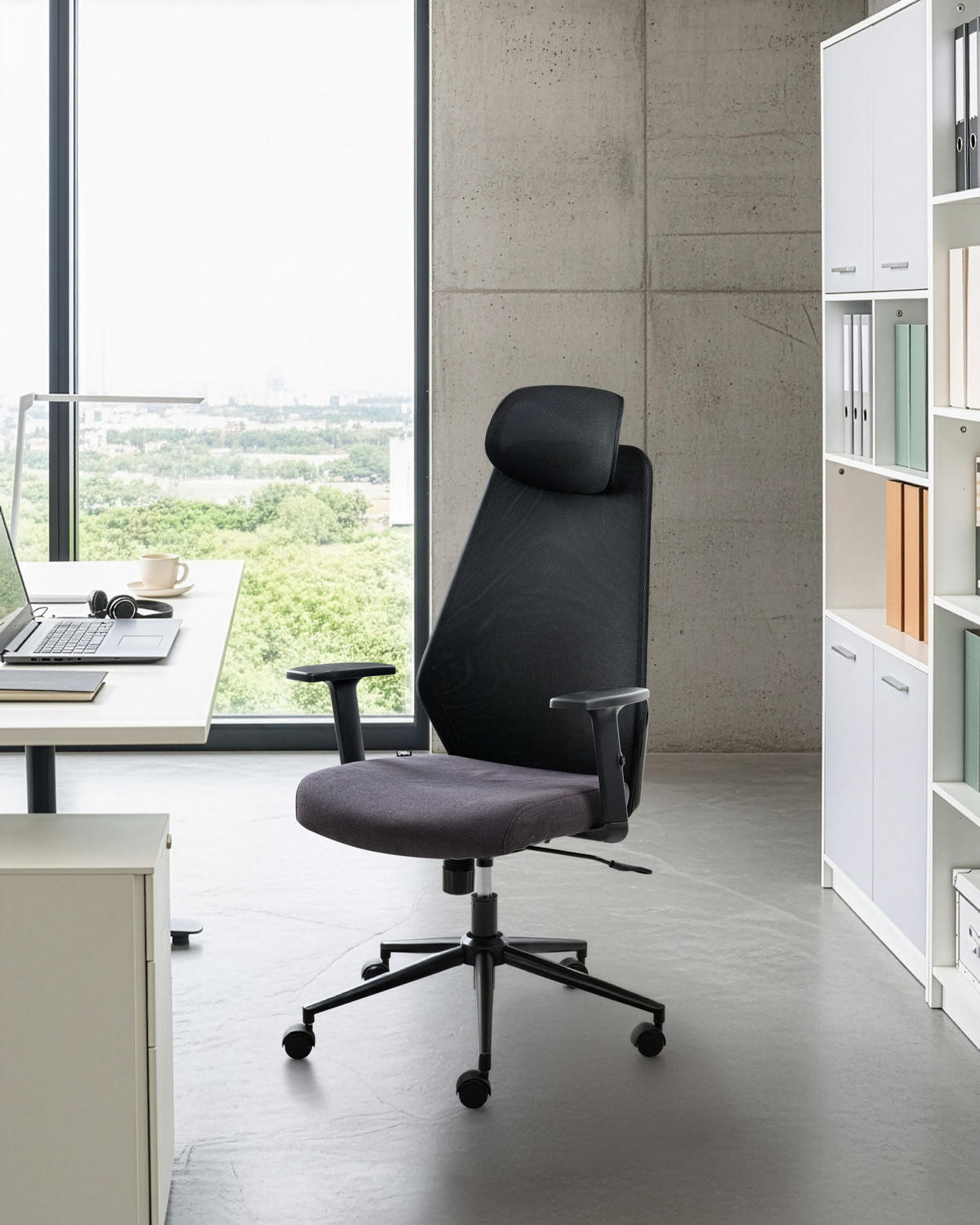 BÜROSTUHL Schwarz Oryn - Schwarz, Textil (71/111/65cm) - Beliani