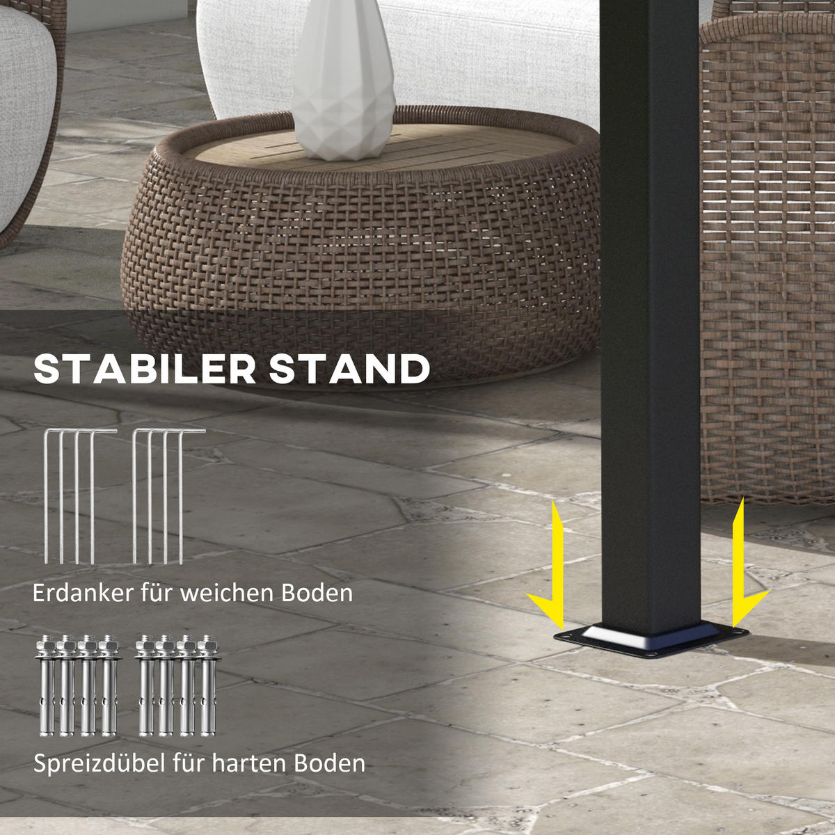 PERGOLA Stahl Polyester Hellgrau - Dunkelgrau/Hellgrau, Textil/Metall (296/235/357cm) - Outsunny