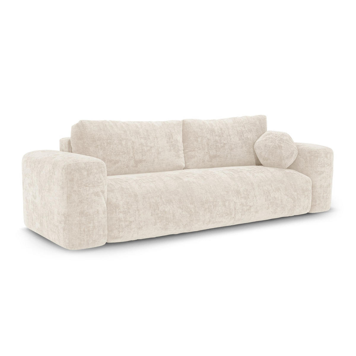 SCHLAFSOFA mit Stauraum LIOR Strukturierter Samt Creme 260cm - Creme, Textil (260/83/100cm) - Premium Interiors