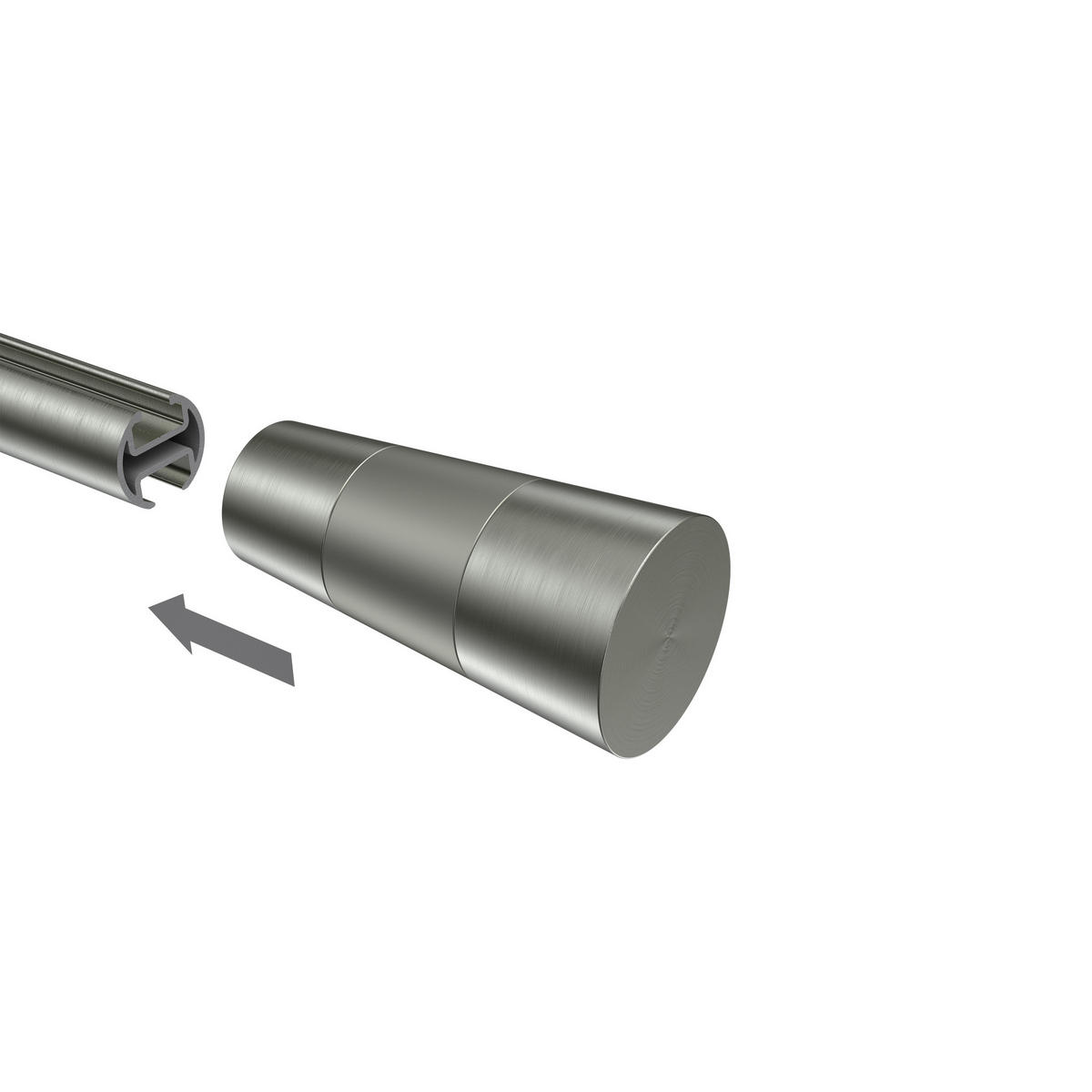ENDSTÜCKE FÜR GARDINENSTANGEN 20 mm Ø, Tanara Edelstahl-Optik/Satin-Silber, Packung 2 Stück - Edelstahlfarben/Silberfarben, Metall (6.5/3.2/3.2cm) - INTERDECO