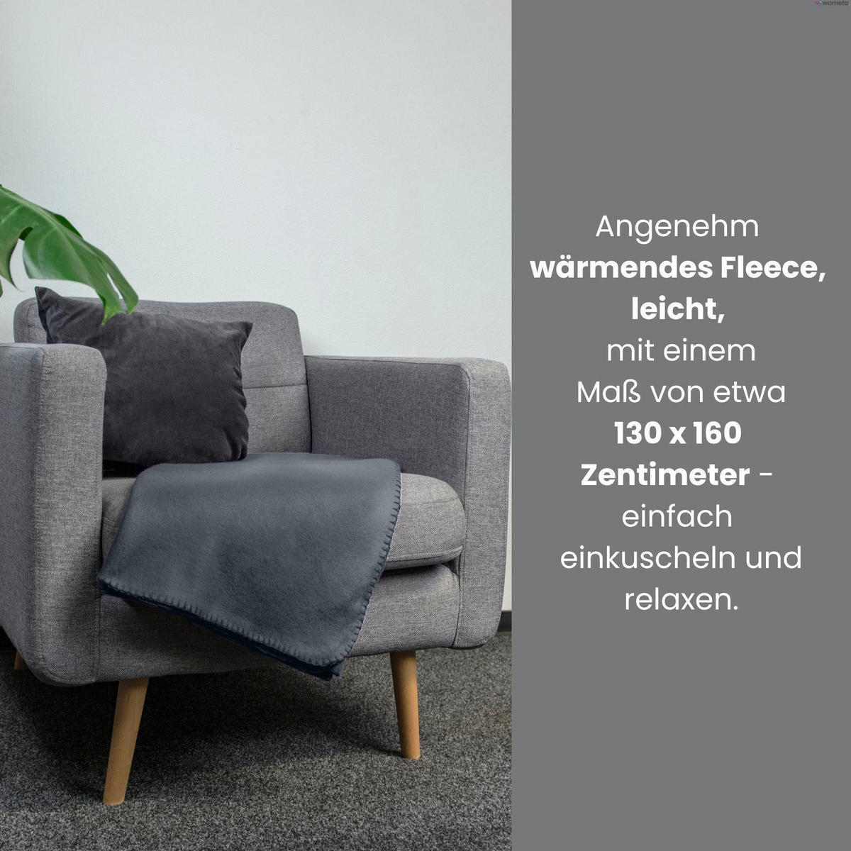 FLEECEDECKE 2er Set dunkelgrau 130/160 cm Kettelrand Anti-Pilling - Dunkelgrau, Textil (130/160cm) - wometo