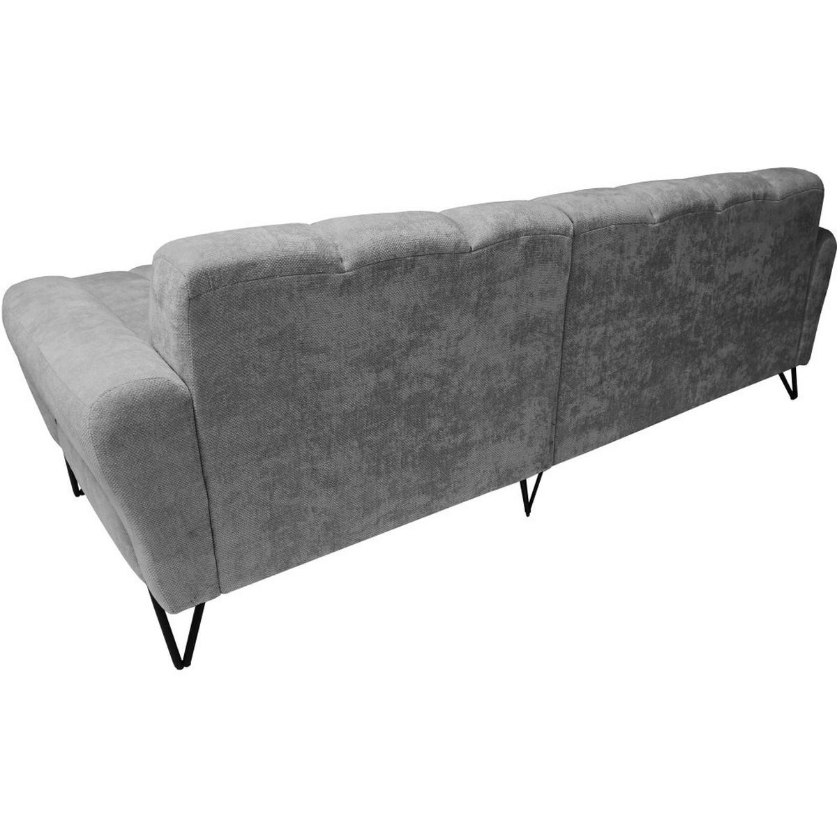ECKSOFA Volare Mini ohne Schlaffunktion grau rechts, Vega-Stoff - Schwarz/Grau, Textil/Metall (256/165cm) - Beautysofa