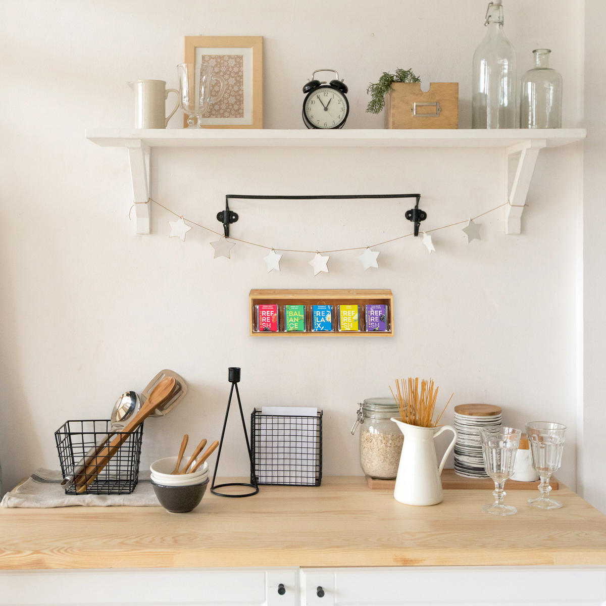 TEEBOX - Hellbraun, Holz/Kunststoff (39/11.5/8cm) - Relaxdays