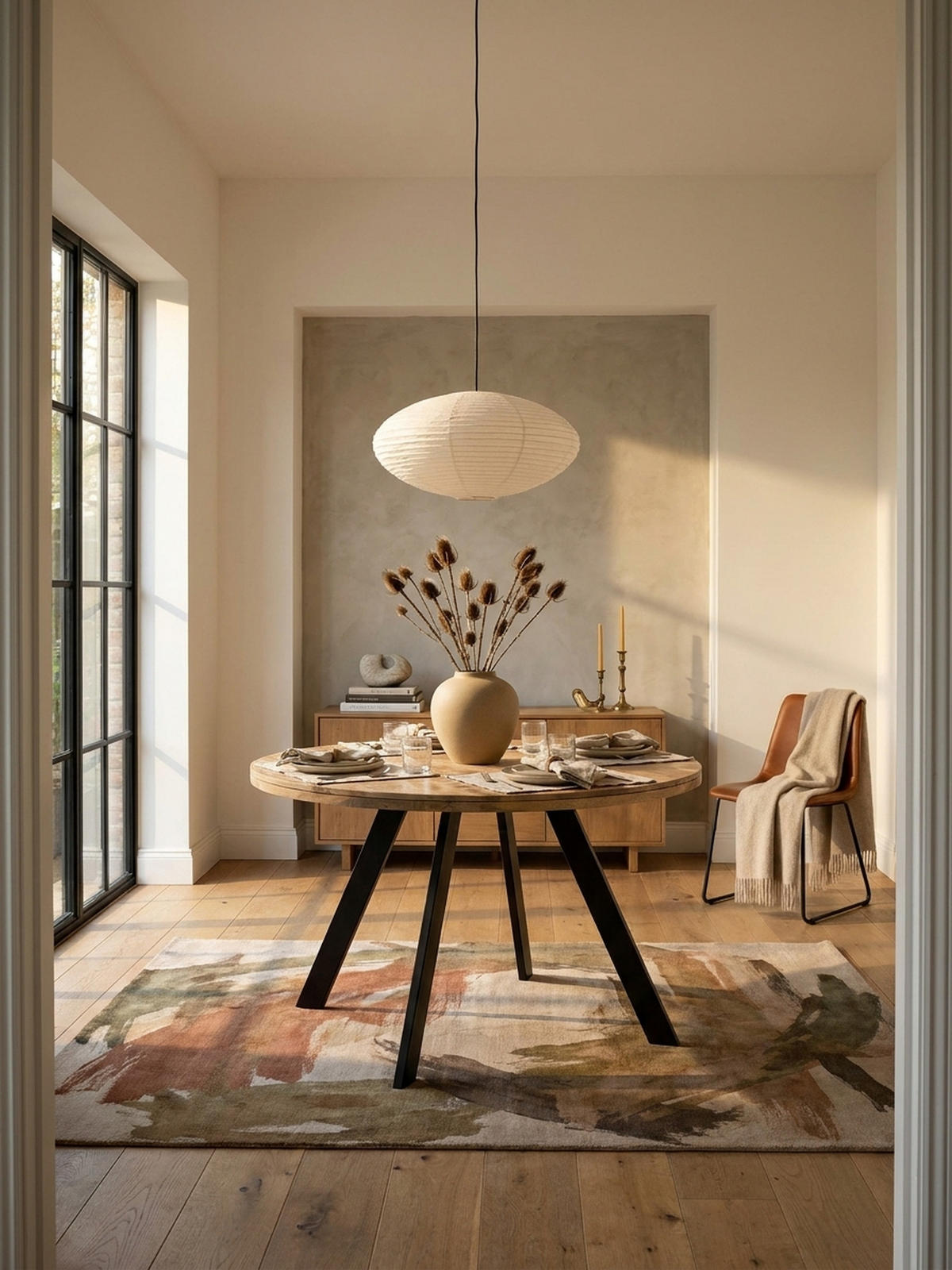 ESSZIMMERTISCH – Rund Mango Massivholz 120x120x76 cm Metallbeine - Schwarz/Braun, Holz/Metall (120/120/76cm) - KADIMA DESIGN