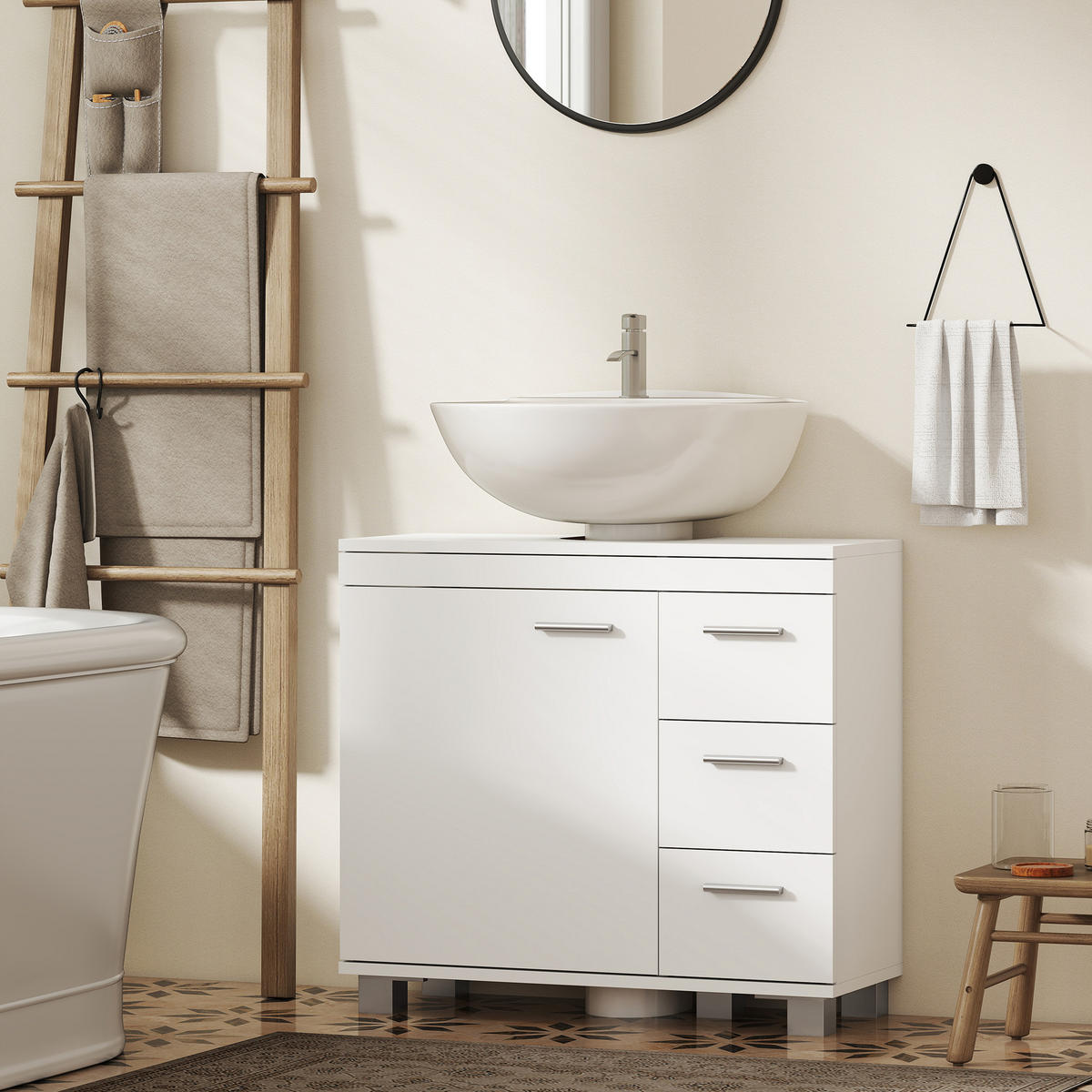 BADEZIMMERSCHRANK Weiß 30.0/70.0/64.0 cm - Weiß, Holzwerkstoff (70/64/30cm)