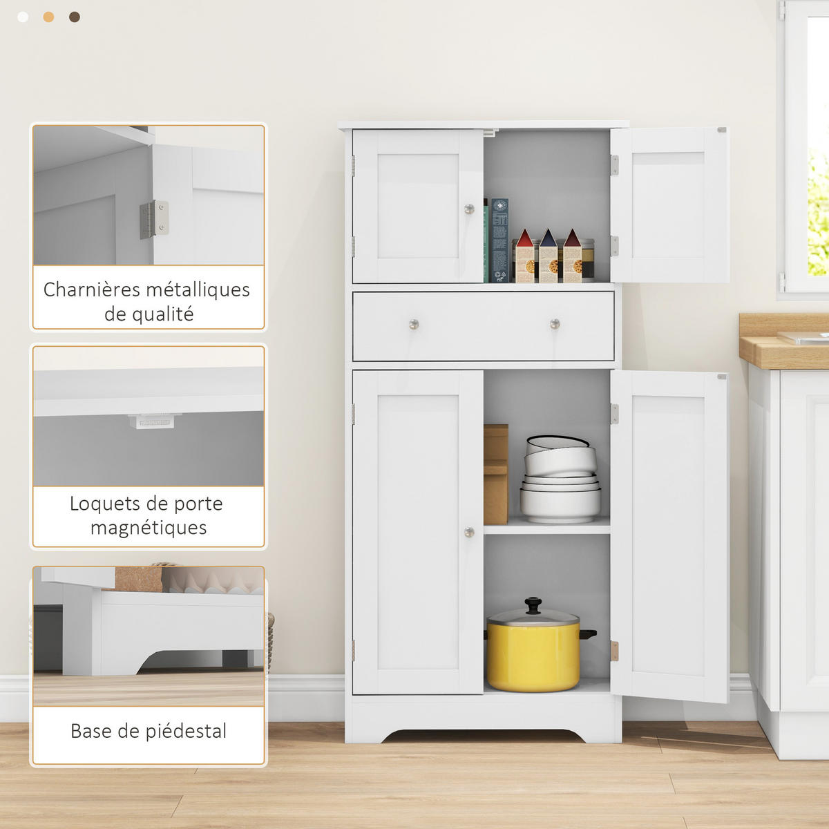 HIGHBOARD DE-11150 Verstellbarer Boden & Schublade Weiß - Weiß, Holzwerkstoff (30/128/60cm) - ComfortXL