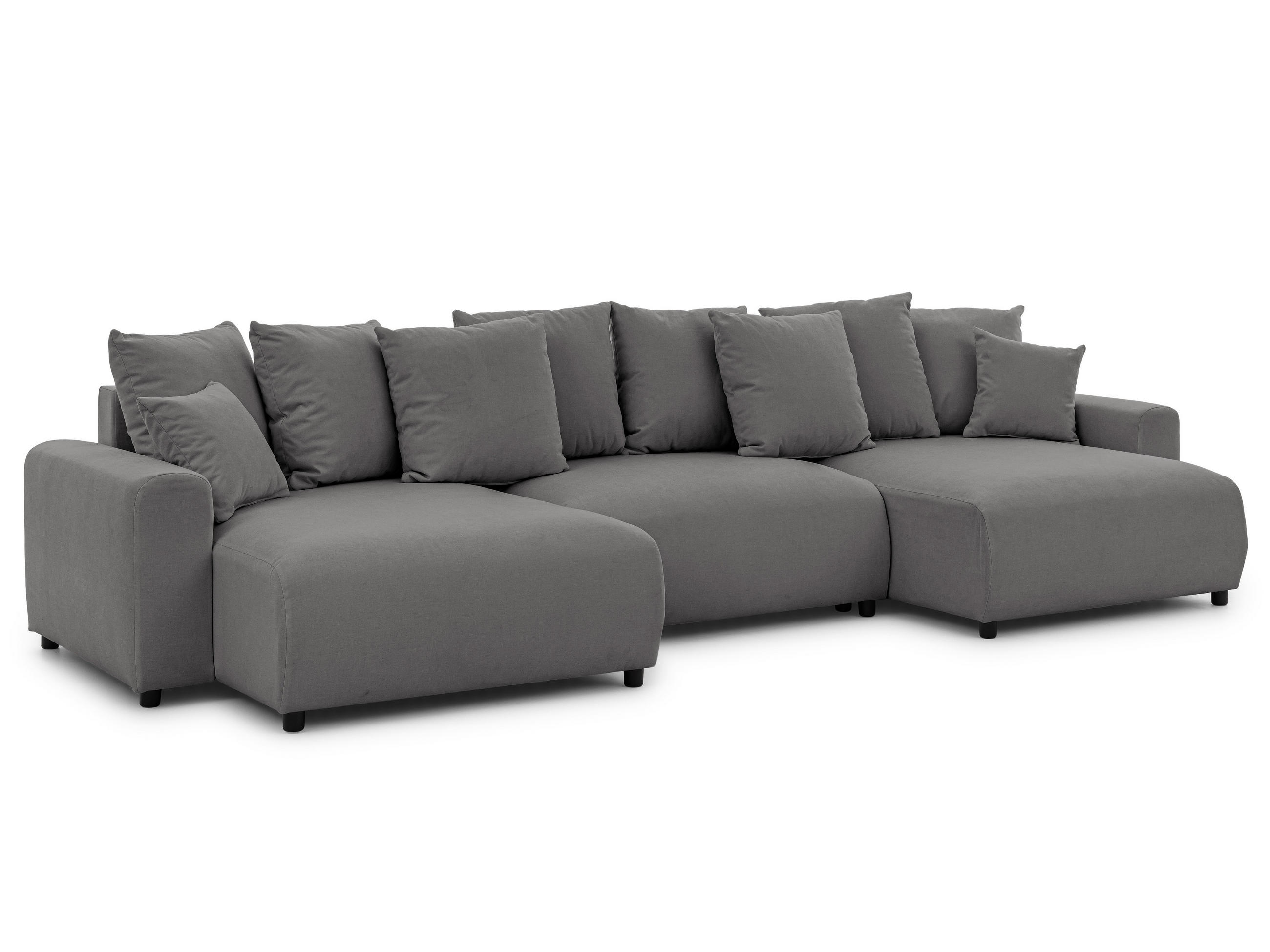 WOHNLANDSCHAFT Calma mit Schlaffunktion und Bettkasten im Bumpy-Design aus weichem Taupe Webstoff - Taupe/Schwarz, Holz/Textil (336/88/140cm) - S-Style