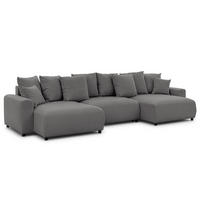 WOHNLANDSCHAFT Calma mit Schlaffunktion und Bettkasten im Bumpy-Design aus weichem Taupe Webstoff - Taupe/Schwarz, Holz/Textil (336/88/140cm) - S-Style