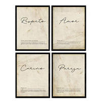 POSTER Set mit 4 Wortdefinitionen für Paare Nordic Weißen A3 Rahmenlos - Klar, Papier (29.7/3cm) - Nacnic