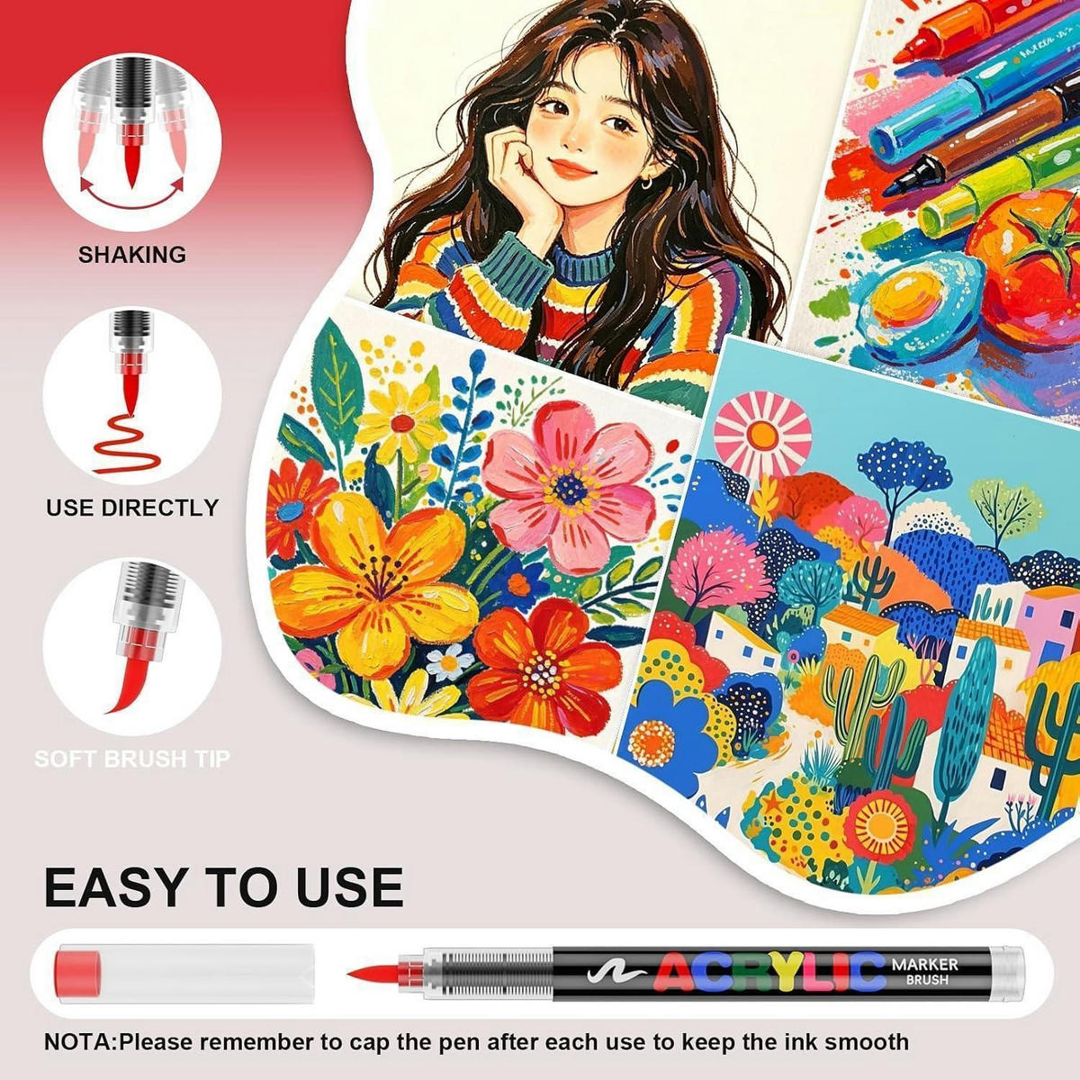 ACRYLSTIFTE Set 418 Farben mit 1-5 mm Pinselspitze - Multicolor, Kunststoff (1.3/1.3/15.2cm)