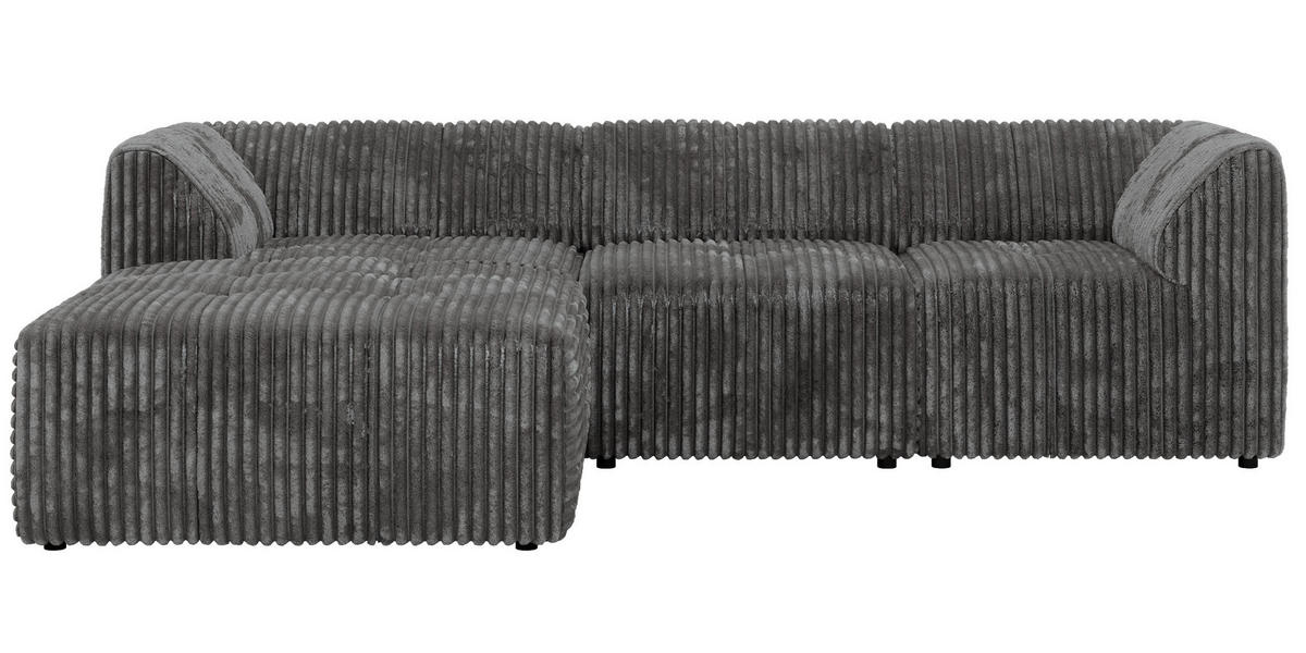 ROHOVÁ SEDAČKA VORITA L 3M - Šedá Manšestr - Vlevo - šedá/černá, textil/plast (267/176cm) - MKS