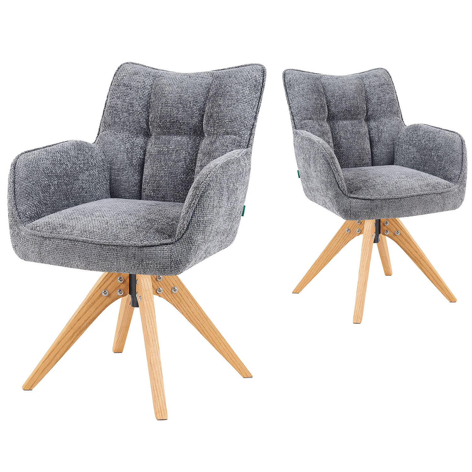 DREHSTUHL Mika-Theo - Honigeiche/Grau, Eichenholz/Holz (59/84/66cm) - DUBI Möbel