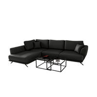 ECKSOFA mit Schlaffunktion und Bettkasten - Schwarz, Textil/Metall (276/191cm) - Eltap