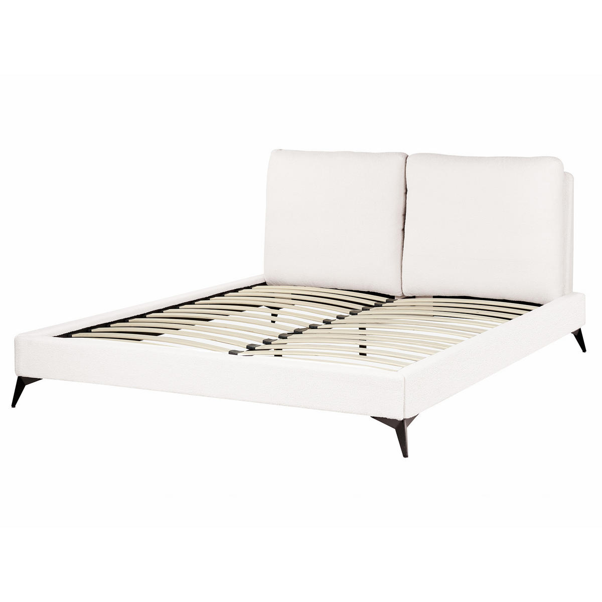 POLSTERBETT mit Lattenrost 160x200 cm Weiß Melle - Creme, Textil (160/200cm) - Beliani