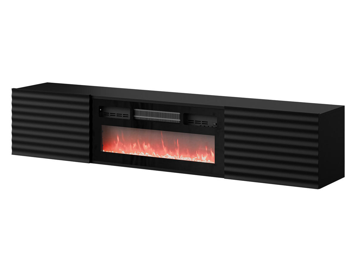 TV-LOWBOARD Tula mit Kamin - Schwarz, Holzwerkstoff (183/37/35cm) - MIRJAN24