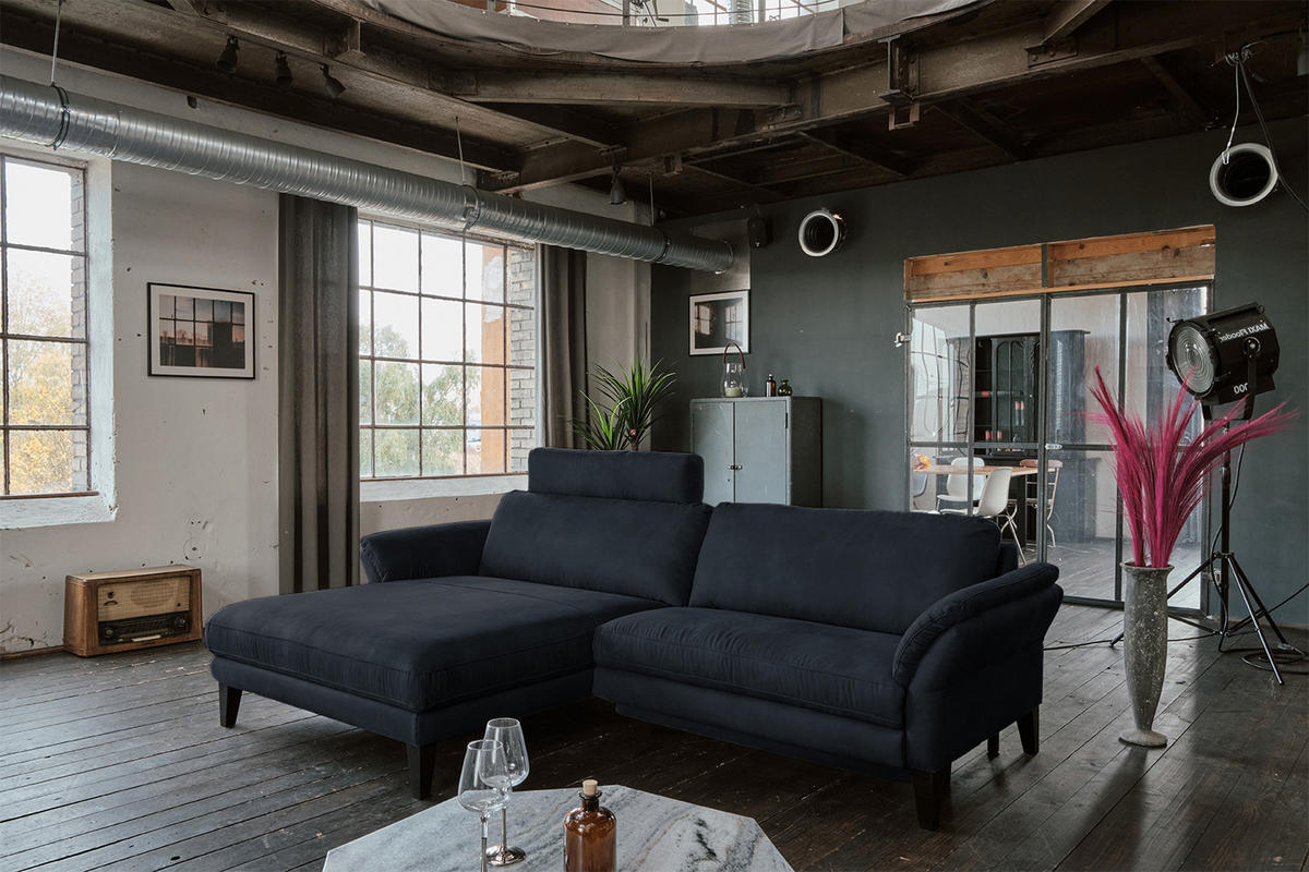 ECKSOFA MIT MOTORISCHER RELAXFUNKTION MALTA Schwarz Webstoff - Schwarz, Buchenholz/Textil (302/175cm) - KAWOLA