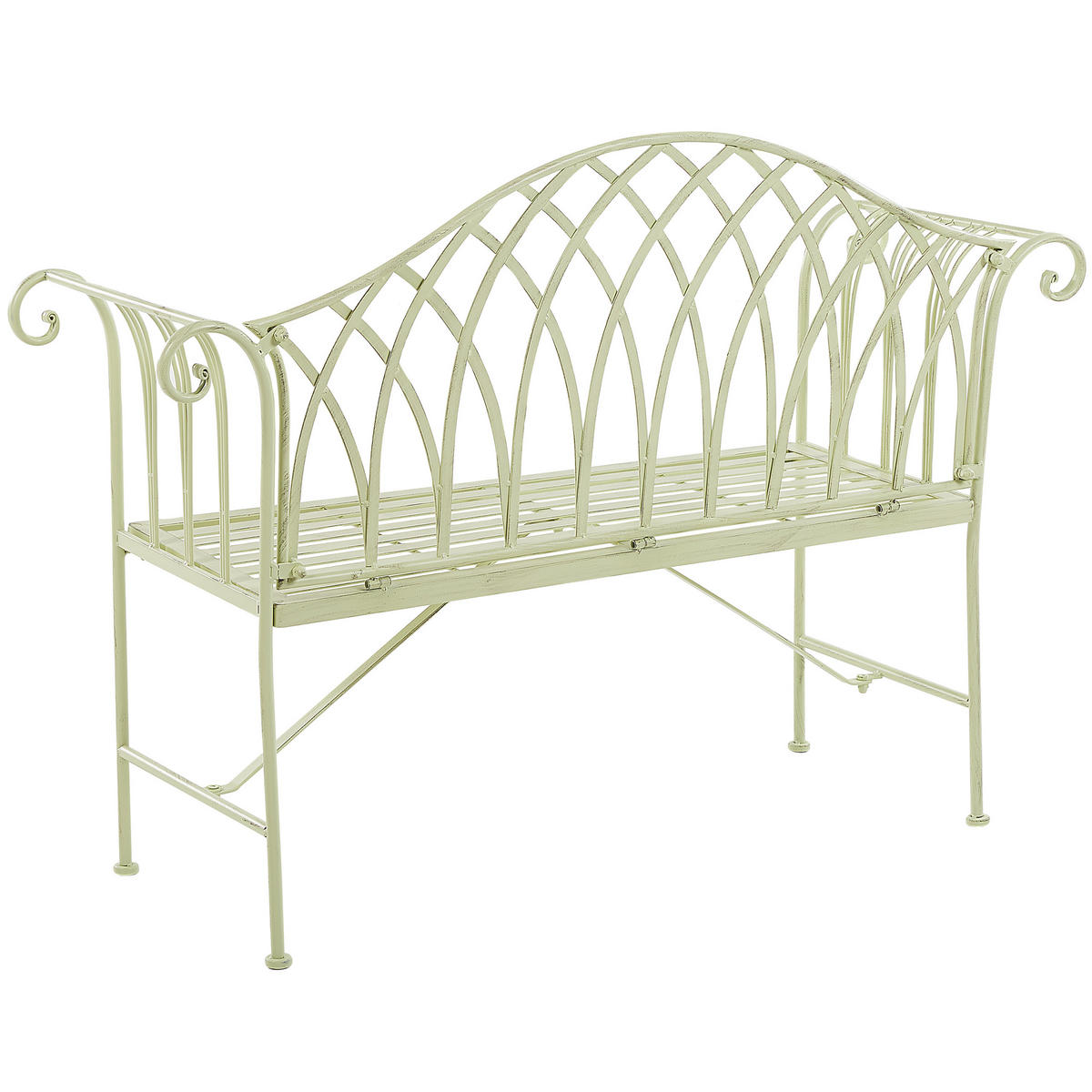 GARTENBANK Metall hellgrün 130 cm Milazzo - Grün, Metall (130/94/45cm) - Beliani