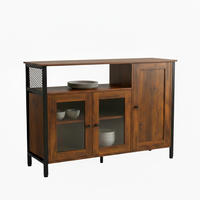 KÜCHENSCHRANK - Dunkelbraun/Schwarz, Glas/Holzwerkstoff (110/75/33cm) - Relaxdays