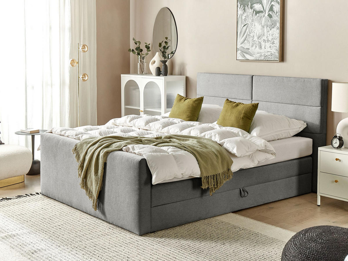 BOXSPRINGBETT 180/200cm Hellgrau Aristocrat - Hellgrau, Textil (180/200cm) - Beliani