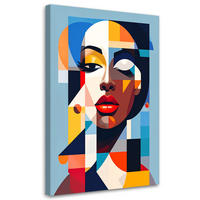 LEINWANDBILD Porträt einer Frau im Bauhaus-Stil 40x60cm - Multicolor, Textil (40/60cm) - Feeby